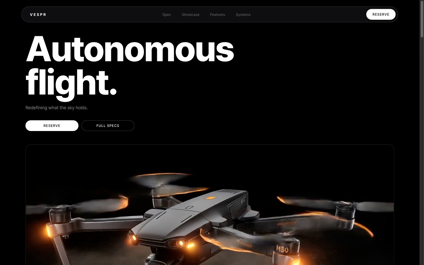 Vespr 히어로 — 드론 제품 컷